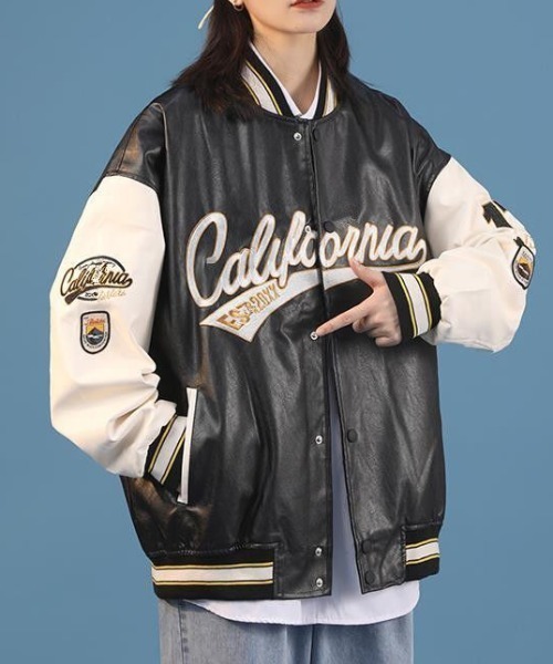 VIBGYOR（ヴィブジョー）の「スプリングスタジャン(BL)（スタジャン・レディース・ブラック/グリーン・FREE）」の2枚目の写真