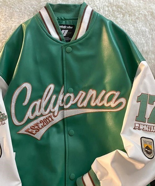 VIBGYOR（ヴィブジョー）の「スプリングスタジャン(BL)（スタジャン・レディース・ブラック/グリーン・FREE）」の4枚目の写真