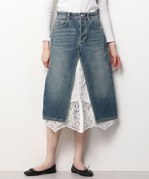 A BATHING APE(アベイシングエイプ)の「BPY COTTON LACE SKIRT(スカート・レディース・ダークブルー・SMALL/X-SMALL)」の4枚目の写真
