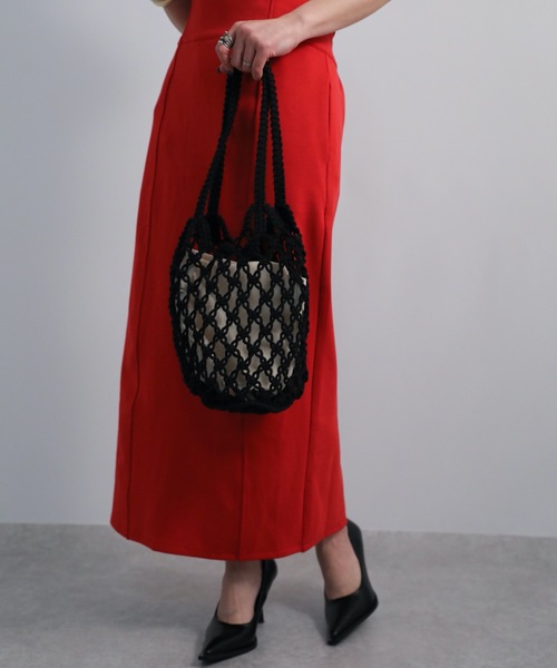 ap retro(アプレトロ)の「メッシュバッグ 巾着付(ハンドバッグ・レディース・ホワイト/ブラック/ベージュ/グリーン・FREE)」の7枚目の写真