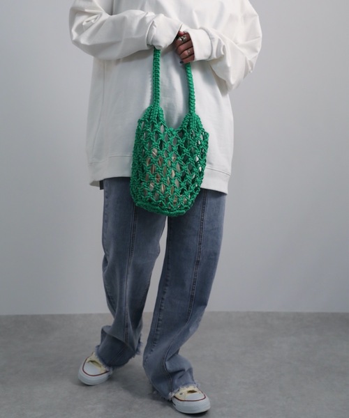 ap retro(アプレトロ)の「メッシュバッグ 巾着付(ハンドバッグ・レディース・ホワイト/ブラック/ベージュ/グリーン・FREE)」の9枚目の写真