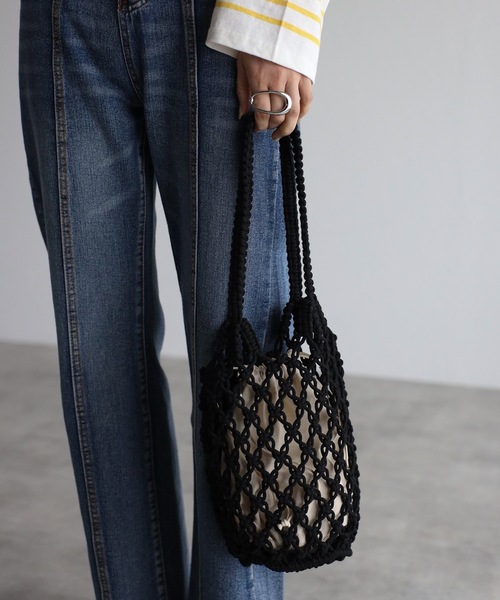 ap retro(アプレトロ)の「メッシュバッグ 巾着付(ハンドバッグ・レディース・ホワイト/ブラック/ベージュ/グリーン・FREE)」の22枚目の写真