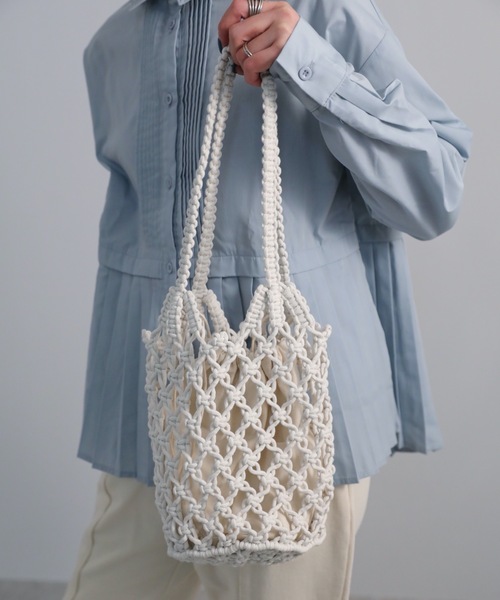 ap retro(アプレトロ)の「メッシュバッグ 巾着付(ハンドバッグ・レディース・ホワイト/ブラック/ベージュ/グリーン・FREE)」の20枚目の写真