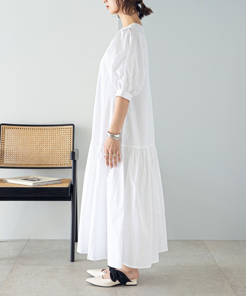 rectangle（レクタングル）の「キャンブリックマーメイドワンピース（シャツワンピース・レディース・ブラック/オフホワイト・LARGE/MEDIUM）」の5枚目の写真