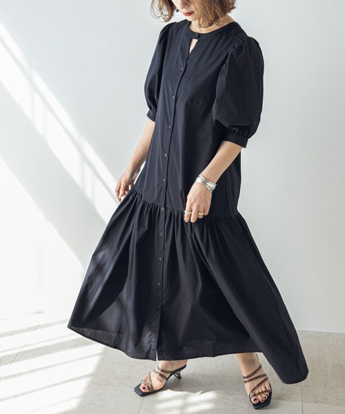 rectangle（レクタングル）の「キャンブリックマーメイドワンピース（シャツワンピース・レディース・ブラック/オフホワイト・LARGE/MEDIUM）」の20枚目の写真