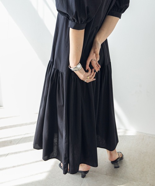 rectangle（レクタングル）の「キャンブリックマーメイドワンピース（シャツワンピース・レディース・ブラック/オフホワイト・LARGE/MEDIUM）」の4枚目の写真