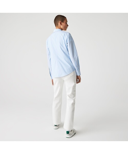 LACOSTE(ラコステ)の「ストレッチコットンポプリン比翼ボタンシャツ(シャツ/ブラウス・レディース・ホワイト/ライトブルー・40/38/36/34)」の3枚目の写真