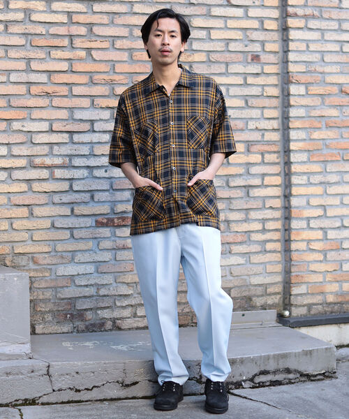 BEAMS（ビームス）の「BEAMS / チェック キューバ シャツ（シャツ/ブラウス・メンズ・ネイビー/パープル・S/XL/M/L）」の4枚目の写真