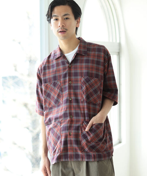 BEAMS（ビームス）の「BEAMS / チェック キューバ シャツ（シャツ/ブラウス・メンズ・ネイビー/パープル・S/XL/M/L）」の9枚目の写真