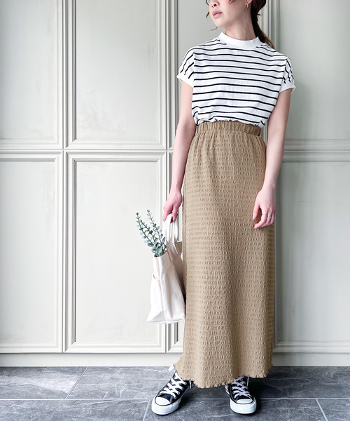 JUNOAH（ジュノア）の「ランダムステッチギャザータイトスカート（スカート・レディース・ブラック/ベージュ/グリーン系その他・MEDIUM/LARGE）」の13枚目の写真