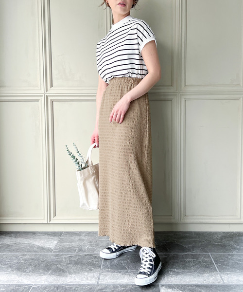 JUNOAH（ジュノア）の「ランダムステッチギャザータイトスカート（スカート・レディース・ブラック/ベージュ/グリーン系その他・MEDIUM/LARGE）」の15枚目の写真