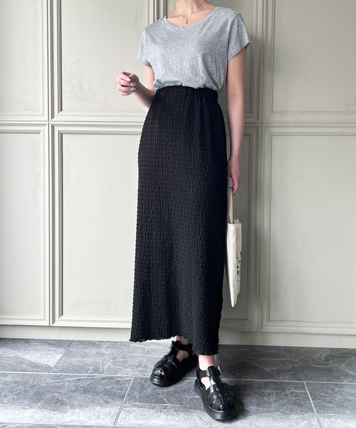 JUNOAH（ジュノア）の「ランダムステッチギャザータイトスカート（スカート・レディース・ブラック/ベージュ/グリーン系その他・MEDIUM/LARGE）」の12枚目の写真