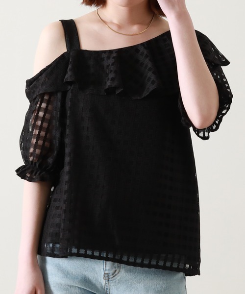 Cheek(チーク)の「ワンショルフリルブラウス(シャツ/ブラウス・レディース・ホワイト/ブラック/イエロー・MEDIUM)」の3枚目の写真
