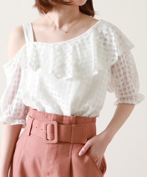 Cheek(チーク)の「ワンショルフリルブラウス(シャツ/ブラウス・レディース・ホワイト/ブラック/イエロー・MEDIUM)」の5枚目の写真