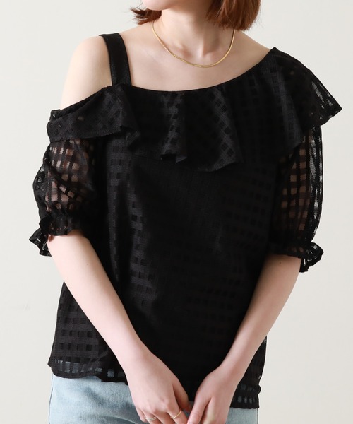 Cheek(チーク)の「ワンショルフリルブラウス(シャツ/ブラウス・レディース・ホワイト/ブラック/イエロー・MEDIUM)」の6枚目の写真