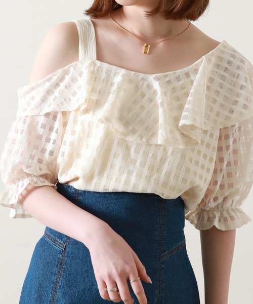 Cheek(チーク)の「ワンショルフリルブラウス(シャツ/ブラウス・レディース・ホワイト/ブラック/イエロー・MEDIUM)」の19枚目の写真