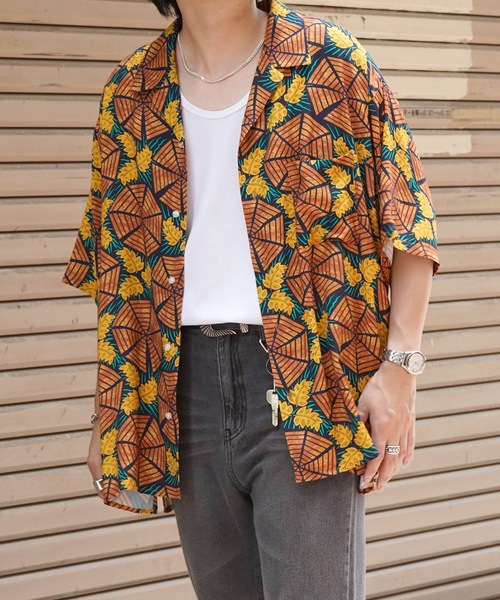 Confirm（コンファーム）の「ビッグシルエット オープンカラー総柄半袖シャツ フラワー / 幾何学 ユニセックス【Confirm】2025SS（シャツ/ブラウス・メンズ・ブラック/ブラウン/グレー/ブラック系その他/ブルー/ワイン/ホワイト/チャコールグレー/ブラック系その他2/その他/イエロー/オレンジ/ホワイト系3/ブラック系3/グレー系3/ブラック系その他3/グレー系その他3/ホワイト系その他3・M/L）」の20枚目の写真