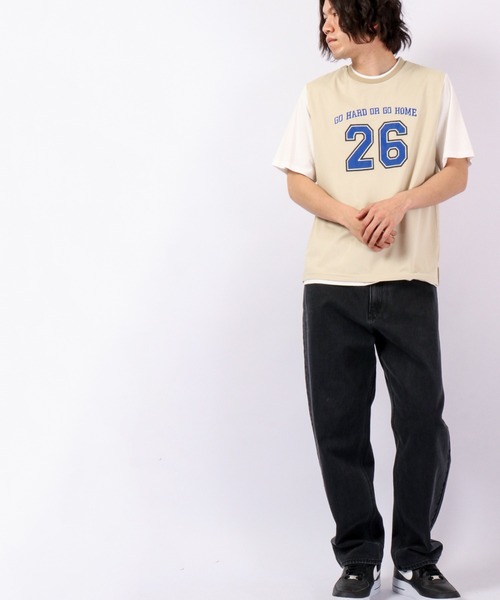 FUNALIVE(ファンアライブ)の「Sunsweet フェイクレイヤードデザイン半袖Tシャツ(Tシャツ/カットソー・メンズ・ブラック/ベージュ・M/L)」の11枚目の写真