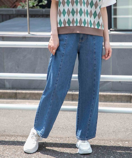 Honeys(ハニーズ)の「ストレートパンツ(デニムパンツ・レディース・アイボリー/ブラック/インディゴブルー/ライトインディゴブルー・SS/S/M/L)」の4枚目の写真