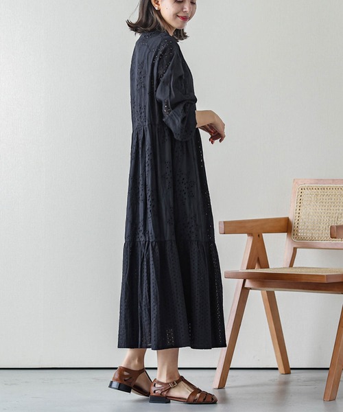 【最終お値下げ】pinue カットワークレースワンピース（SAX） 2025年最新】pinue カットワークレースワンピースの人気アイテム