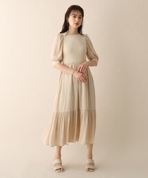 OPAQUE.CLIP | 異素材ティアードロングワンピース(ワンピース)
