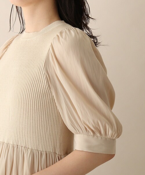 OPAQUE.CLIP（オペークドットクリップ）の「◆異素材ティアードロングワンピース（ワンピース・レディース・オフホワイト/ブラック/サンドベージュ・38/36）」の8枚目の写真