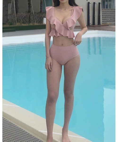 Ritzy(リッツィー)の「胸元フリルハイウエストビキニ 水着(水着・レディース・ホワイト/ピンク・M/L/XL)」の11枚目の写真