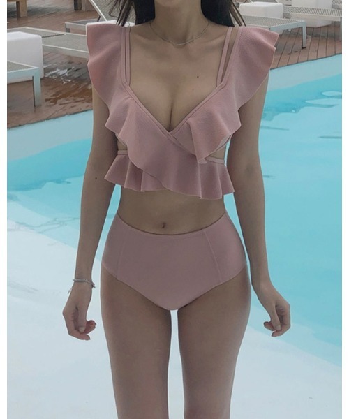 Ritzy(リッツィー)の「胸元フリルハイウエストビキニ 水着(水着・レディース・ホワイト/ピンク・M/L/XL)」の15枚目の写真