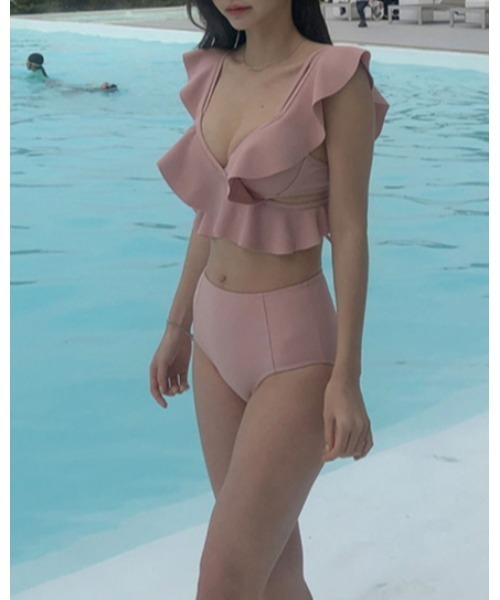 Ritzy(リッツィー)の「胸元フリルハイウエストビキニ 水着(水着・レディース・ホワイト/ピンク・M/L/XL)」の19枚目の写真
