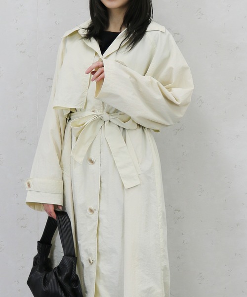Per sist ence(パーシエンス)の「Per sist ence/パーシエンス ワッシャータフタステンカラーコート(ステンカラーコート・レディース・ベージュ/アイボリー/ブラック/カーキ/グレー・FREE)」の1枚目の写真