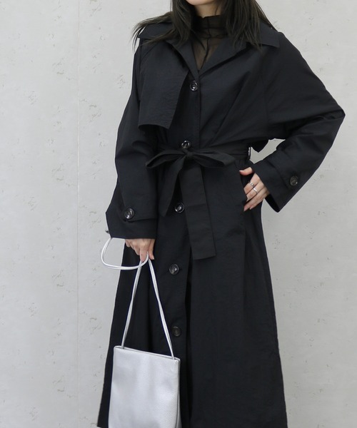 Per sist ence(パーシエンス)の「Per sist ence/パーシエンス ワッシャータフタステンカラーコート(ステンカラーコート・レディース・ベージュ/アイボリー/ブラック/カーキ/グレー・FREE)」の8枚目の写真