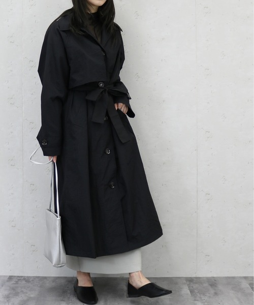 Per sist ence(パーシエンス)の「Per sist ence/パーシエンス ワッシャータフタステンカラーコート(ステンカラーコート・レディース・ベージュ/アイボリー/ブラック/カーキ/グレー・FREE)」の11枚目の写真