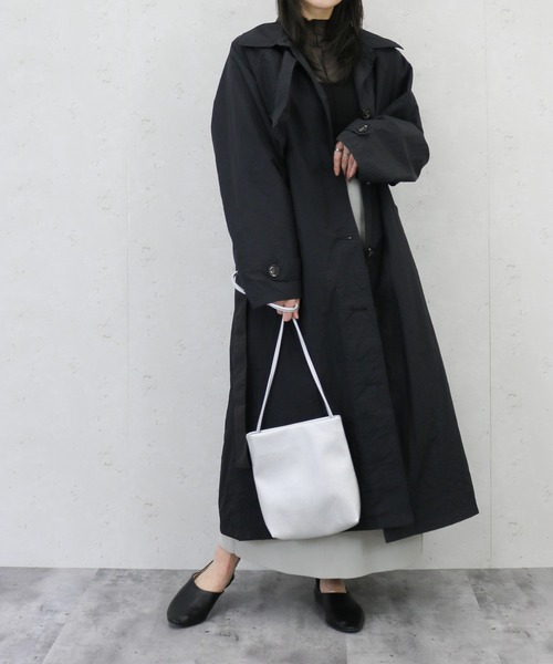 Per sist ence(パーシエンス)の「Per sist ence/パーシエンス ワッシャータフタステンカラーコート(ステンカラーコート・レディース・ベージュ/アイボリー/ブラック/カーキ/グレー・FREE)」の12枚目の写真