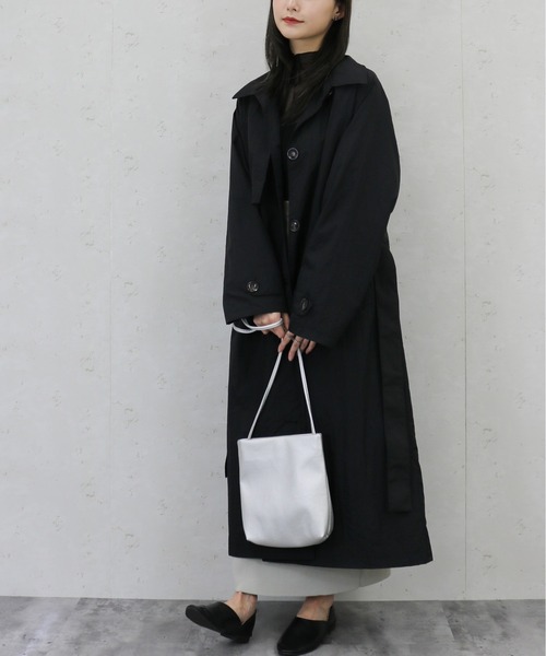 Per sist ence(パーシエンス)の「Per sist ence/パーシエンス ワッシャータフタステンカラーコート(ステンカラーコート・レディース・ベージュ/アイボリー/ブラック/カーキ/グレー・FREE)」の13枚目の写真