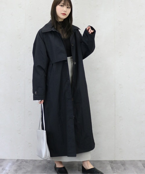 Per sist ence(パーシエンス)の「Per sist ence/パーシエンス ワッシャータフタステンカラーコート(ステンカラーコート・レディース・ベージュ/アイボリー/ブラック/カーキ/グレー・FREE)」の14枚目の写真