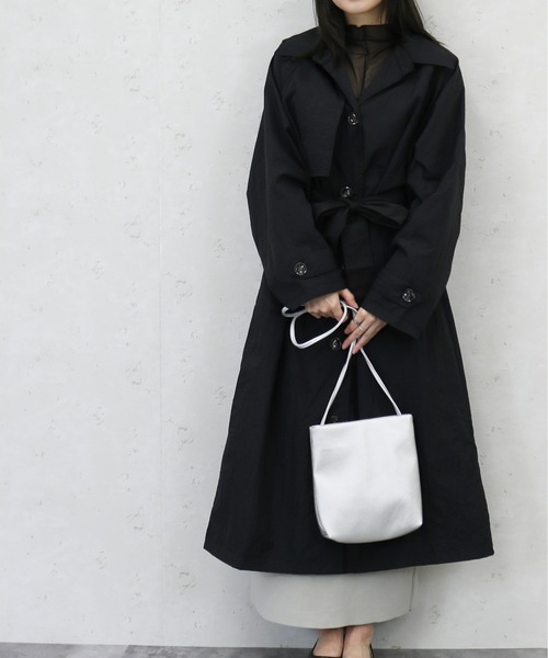 Per sist ence(パーシエンス)の「Per sist ence/パーシエンス ワッシャータフタステンカラーコート(ステンカラーコート・レディース・ベージュ/アイボリー/ブラック/カーキ/グレー・FREE)」の19枚目の写真