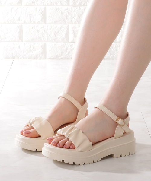 Lace Ladies（レースレディース）の「ギャザーベルト厚底サンダル（サンダル・レディース・ブラック/アイボリー・25/23.5/24.5/23/22.5/24）」の11枚目の写真