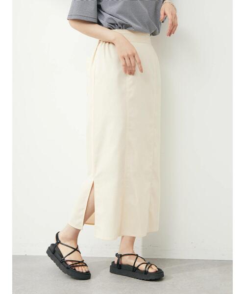 Green Parks(グリーンパークス)の「リネン入りサイドスリットスカート(スカート・レディース・ベージュ/ブルー/ブラック・FREE)」の5枚目の写真