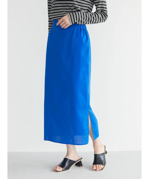 Green Parks(グリーンパークス)の「リネン入りサイドスリットスカート(スカート・レディース・ベージュ/ブルー/ブラック・FREE)」の6枚目の写真