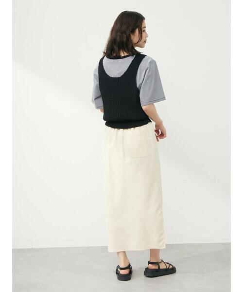 Green Parks(グリーンパークス)の「リネン入りサイドスリットスカート(スカート・レディース・ベージュ/ブルー/ブラック・FREE)」の9枚目の写真