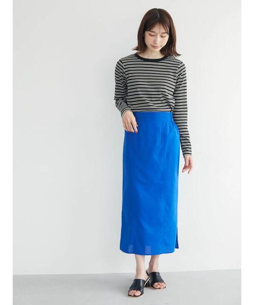 Green Parks(グリーンパークス)の「リネン入りサイドスリットスカート(スカート・レディース・ベージュ/ブルー/ブラック・FREE)」の13枚目の写真