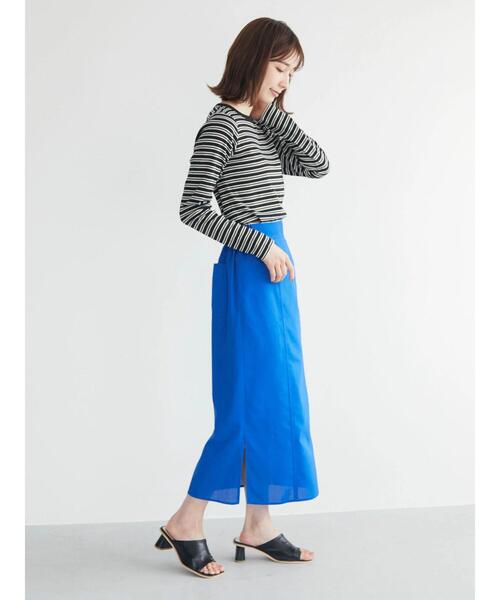 Green Parks(グリーンパークス)の「リネン入りサイドスリットスカート(スカート・レディース・ベージュ/ブルー/ブラック・FREE)」の14枚目の写真