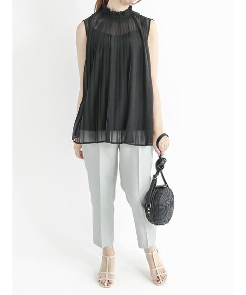 Te chichi（テチチ）の「スタンドフリルシアーストライプブラウス（シャツ/ブラウス・レディース・ブラック/オフホワイト/ブラウン・ﾌﾘ-）」の16枚目の写真