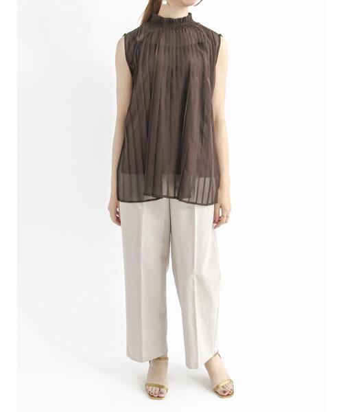 Te chichi（テチチ）の「スタンドフリルシアーストライプブラウス（シャツ/ブラウス・レディース・ブラック/オフホワイト/ブラウン・ﾌﾘ-）」の17枚目の写真