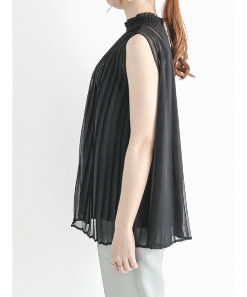 Te chichi（テチチ）の「スタンドフリルシアーストライプブラウス（シャツ/ブラウス・レディース・ブラック/オフホワイト/ブラウン・ﾌﾘ-）」の10枚目の写真