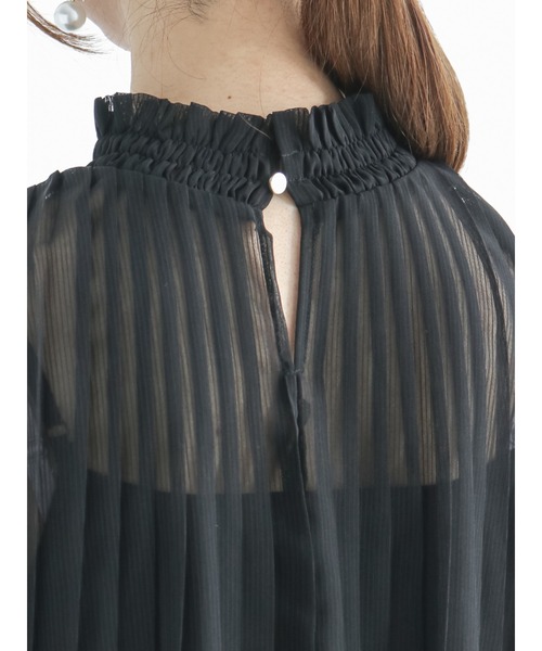 Te chichi（テチチ）の「スタンドフリルシアーストライプブラウス（シャツ/ブラウス・レディース・ブラック/オフホワイト/ブラウン・ﾌﾘ-）」の11枚目の写真