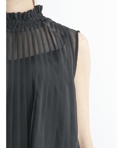 Te chichi（テチチ）の「スタンドフリルシアーストライプブラウス（シャツ/ブラウス・レディース・ブラック/オフホワイト/ブラウン・ﾌﾘ-）」の13枚目の写真