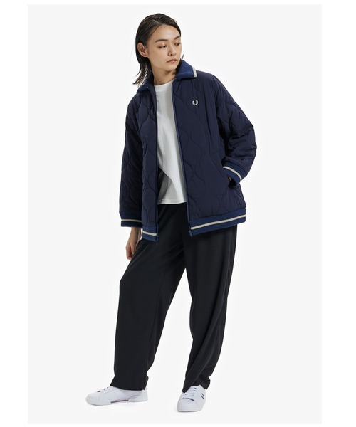 フレッドペリー　レディースブルゾン　ネイビー　　サイズUK10 FRED PERRY（フレッドペリー）の「Padded Knit Collar Jacket