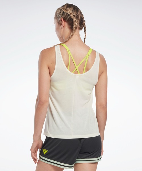 Reebok（リーボック）の「レズミルズR スーパープレミアム グラフィック タンク トップ  / Les MillsR Supremium Graphic Tank Top （タンクトップ・レディース・ホワイト・LARGE/X-LARGE/SMALL/X-SMALL/MEDIUM）」の4枚目の写真
