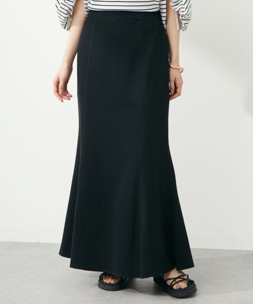 Green　Parks（グリーンパークス）の「ワッフルマーメイドスカート（スカート・レディース・ブラック/カーキ系1・FREE）」の2枚目の写真